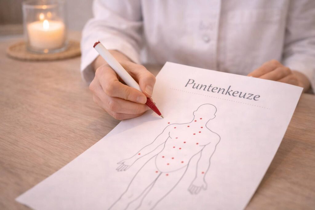 Acupunctuurpunten op de lichaamscontouren