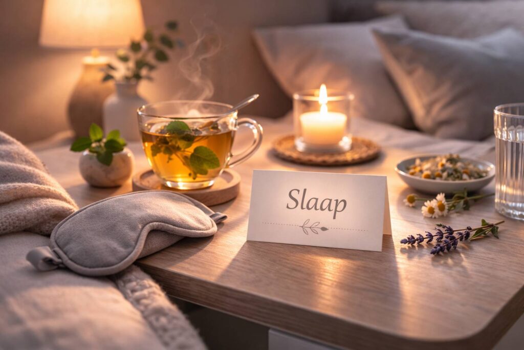 slaapmasker en kruidenthee